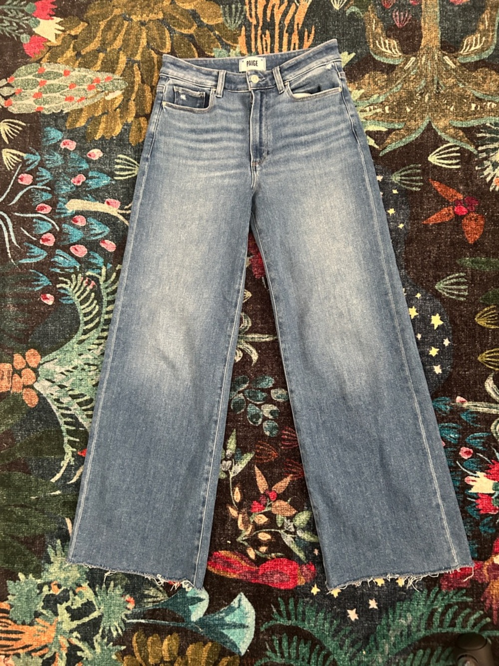 PAIGE Wide-Leg Jeans in Faded Blue Denim